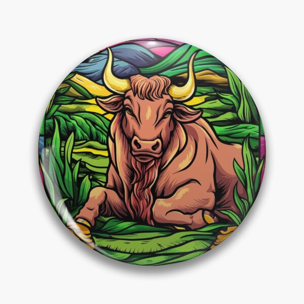 Item preview, Taurus Zodiac. stained glass, whimsical bull, celestial bull designed and sold by ZodiacWonders.