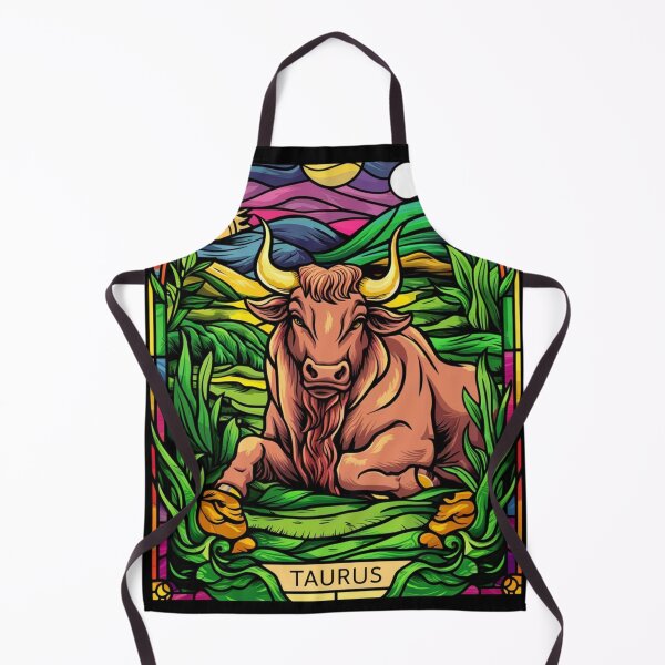 Item preview, Taurus Zodiac. stained glass, whimsical bull, celestial bull designed and sold by ZodiacWonders.
