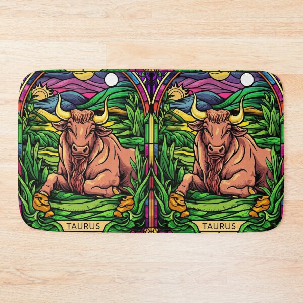 Item preview, Taurus Zodiac. stained glass, whimsical bull, celestial bull designed and sold by ZodiacWonders.