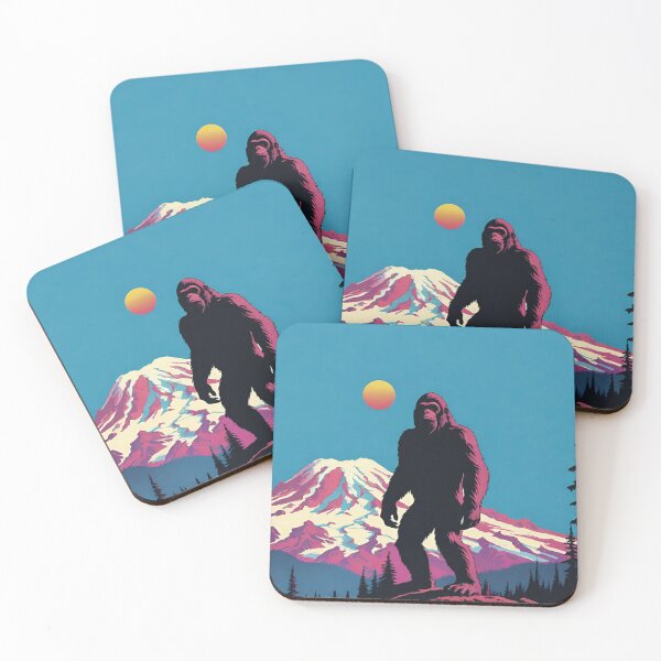 Item preview, Sasquatch Bigfoot Yeti Cryptoid Mount Rainier Mountain Tree Sunset designed and sold by Sarcastic Narwhal.