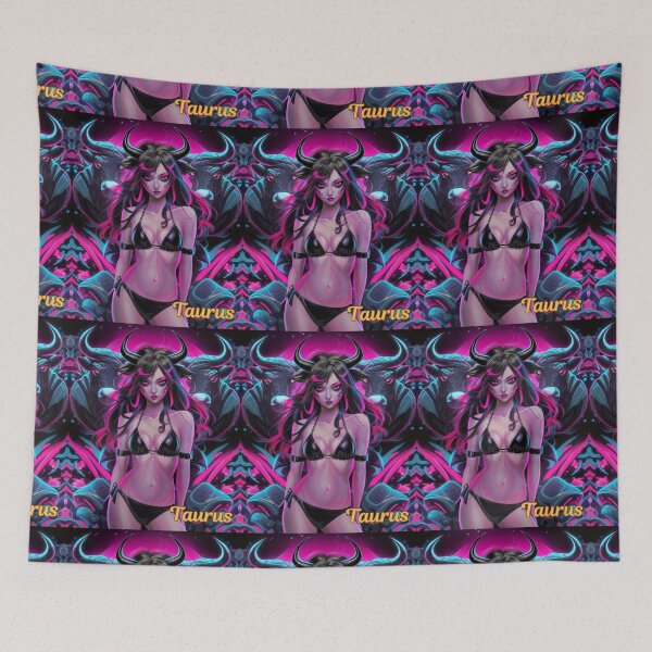 Item preview, Taurus Zodiac. cyberpunk style, celestial woman, whimsical girl, celestial goddess, celestial girl, sexy girl designed and sold by ZodiacWonders.