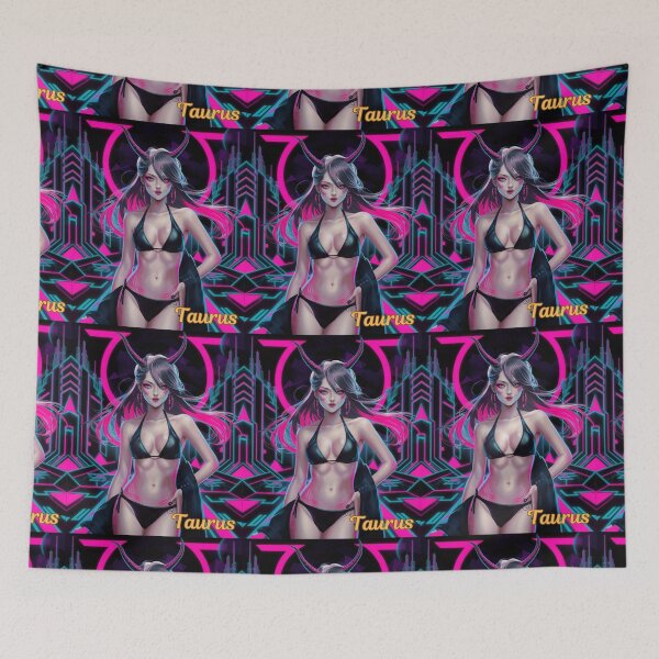 Item preview, Taurus Zodiac. cyberpunk style, celestial woman, whimsical girl, celestial goddess, celestial girl, sexy girl designed and sold by ZodiacWonders.
