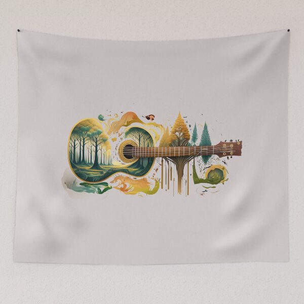 Item preview, Guitar wrapped in a beautiful colourful forest  designed and sold by Working Canvas .