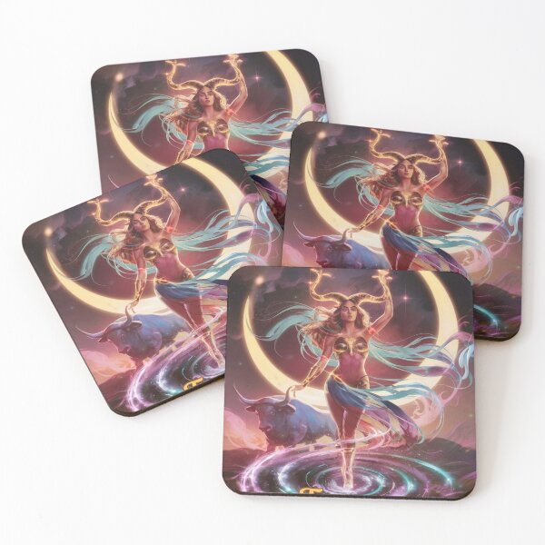 Item preview, Taurus Zodiac. celestial woman, whimsical girl, celestial goddess, celestial girl, sexy girl designed and sold by ZodiacWonders.