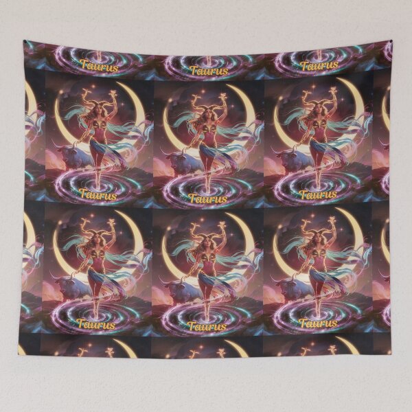 Item preview, Taurus Zodiac. celestial woman, whimsical girl, celestial goddess, celestial girl, sexy girl designed and sold by ZodiacWonders.