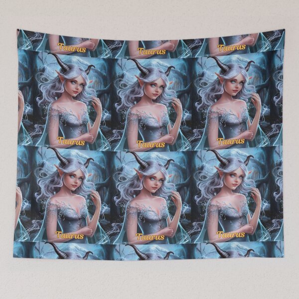 Item preview, Taurus Zodiac. celestial woman, whimsical girl, celestial goddess, celestial girl, sexy girl designed and sold by ZodiacWonders.