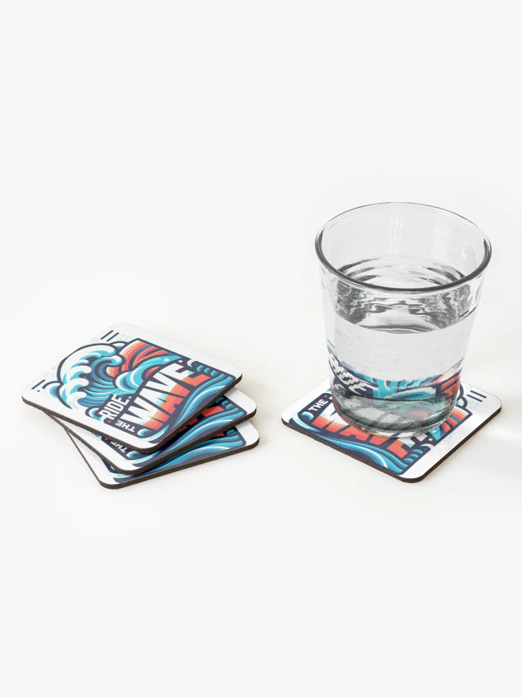 Thumbnail 2 of 5, Coasters (Set of 4), Wave Sticker Sticker designed and sold by Elouk.