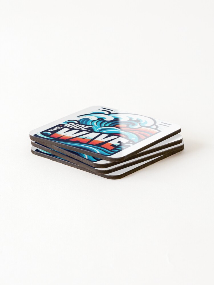 Thumbnail 4 of 5, Coasters (Set of 4), Wave Sticker Sticker designed and sold by Elouk.