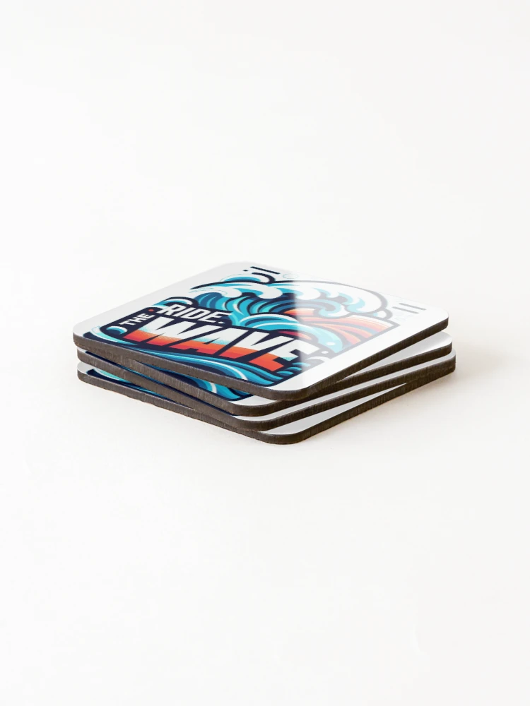 Thumbnail 4 of 5, Coasters (Set of 4), Wave Sticker Sticker designed and sold by Elouk.