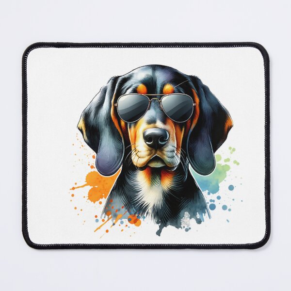 Item preview, Watercolor Black And Tan Coonhound Wearing Sunglasses designed and sold by TheAnimalZ00.