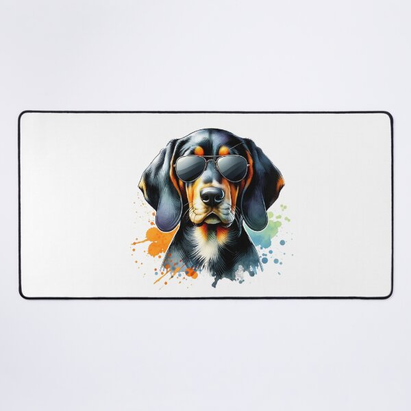 Item preview, Watercolor Black And Tan Coonhound Wearing Sunglasses designed and sold by TheAnimalZ00.