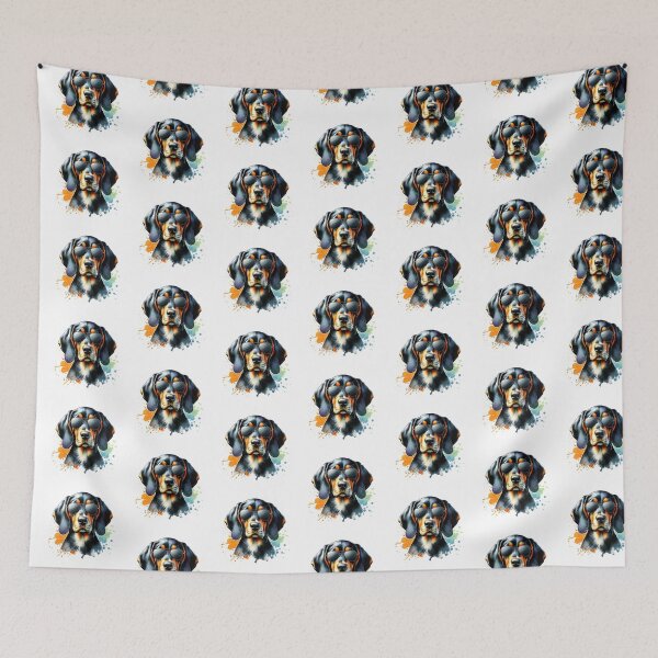 Item preview, Watercolor Black And Tan Coonhound Wearing Sunglasses designed and sold by TheAnimalZ00.