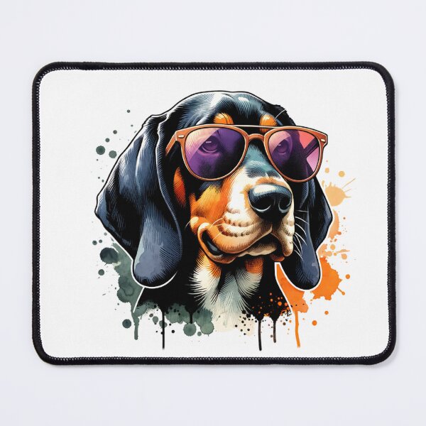 Item preview, Watercolor Black And Tan Coonhound Wearing Sunglasses designed and sold by TheAnimalZ00.