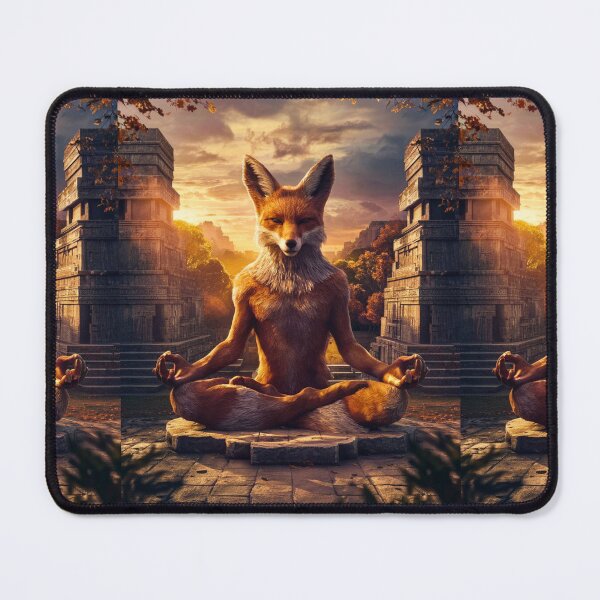 Item preview, Fox Portrait. lotus pose, fox meditation designed and sold by FoxVibes.