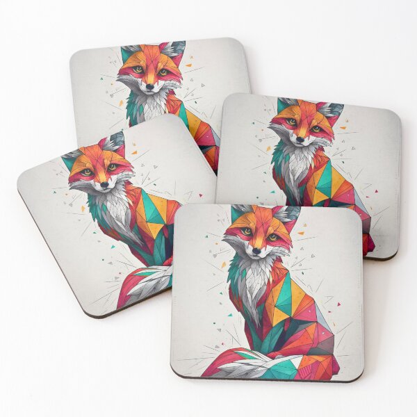 Item preview, Fox Portrait. cubistic fox, cubism fox, paper fox, happy fox designed and sold by FoxVibes.