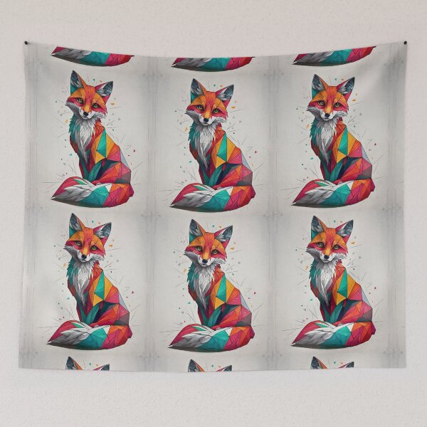 Item preview, Fox Portrait. cubistic fox, cubism fox, paper fox, happy fox designed and sold by FoxVibes.