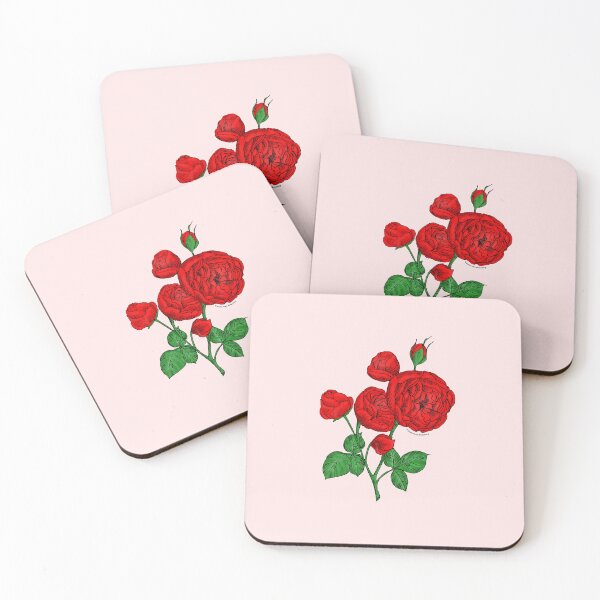Item preview, Bright Red Pompon Rose Bloom Full 26-40 Petals In 3+ Rows designed and sold by zenithcreative.