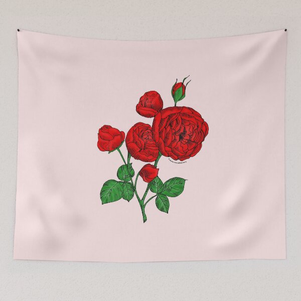Item preview, Bright Red Pompon Rose Bloom Full 26-40 Petals In 3+ Rows designed and sold by zenithcreative.