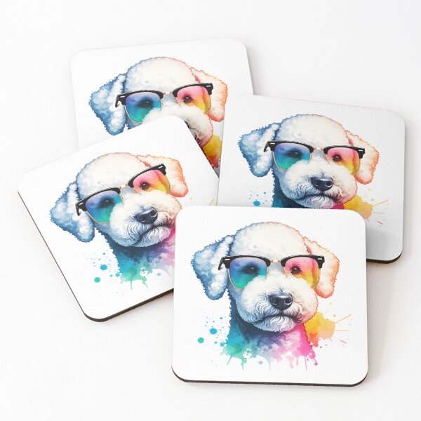 Item preview, Watercolor Bedlington Terrier Wearing Glasses designed and sold by TheAnimalZ00.