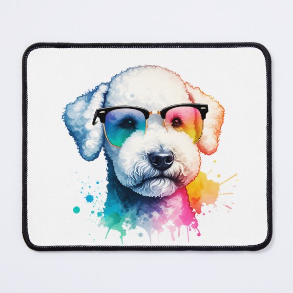 Item preview, Watercolor Bedlington Terrier Wearing Glasses designed and sold by TheAnimalZ00.