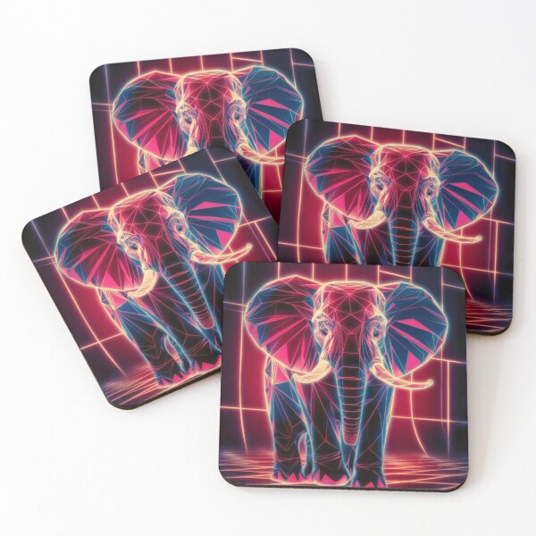 Item preview, Elephant Portrait. retrowave elephant designed and sold by ElephantVibes.