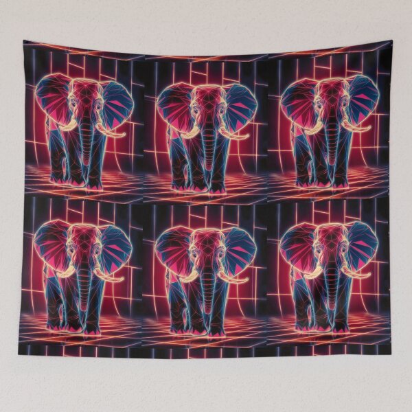 Item preview, Elephant Portrait. retrowave elephant designed and sold by ElephantVibes.