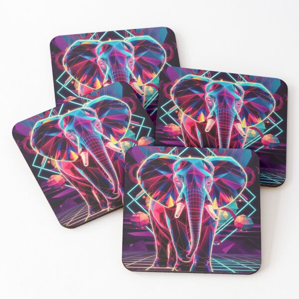 Item preview, Elephant Portrait. retrowave elephant designed and sold by ElephantVibes.