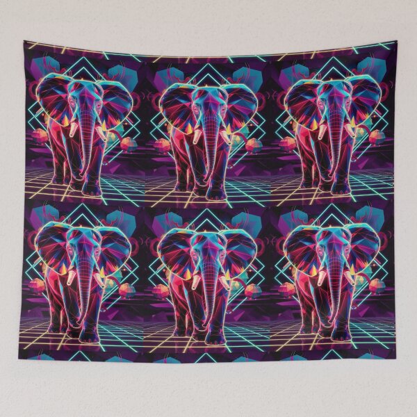 Item preview, Elephant Portrait. retrowave elephant designed and sold by ElephantVibes.