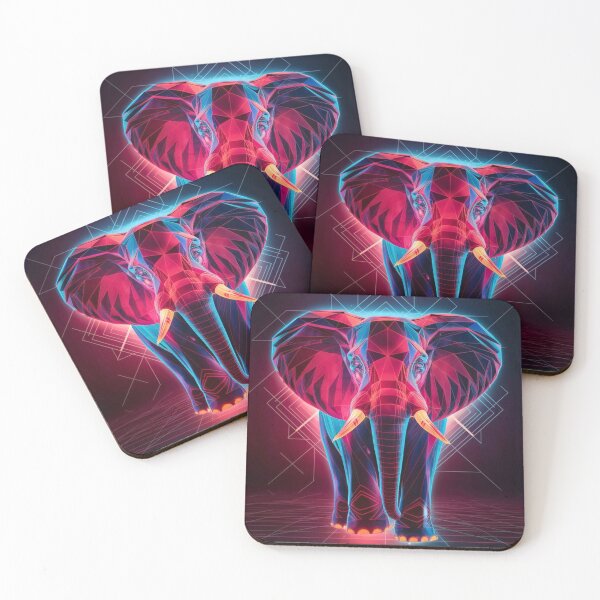 Item preview, Elephant Portrait. retrowave elephant designed and sold by ElephantVibes.