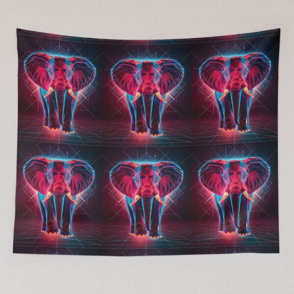Item preview, Elephant Portrait. retrowave elephant designed and sold by ElephantVibes.