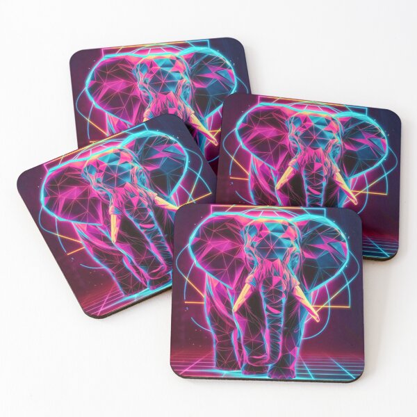 Item preview, Elephant Portrait. retrowave elephant designed and sold by ElephantVibes.