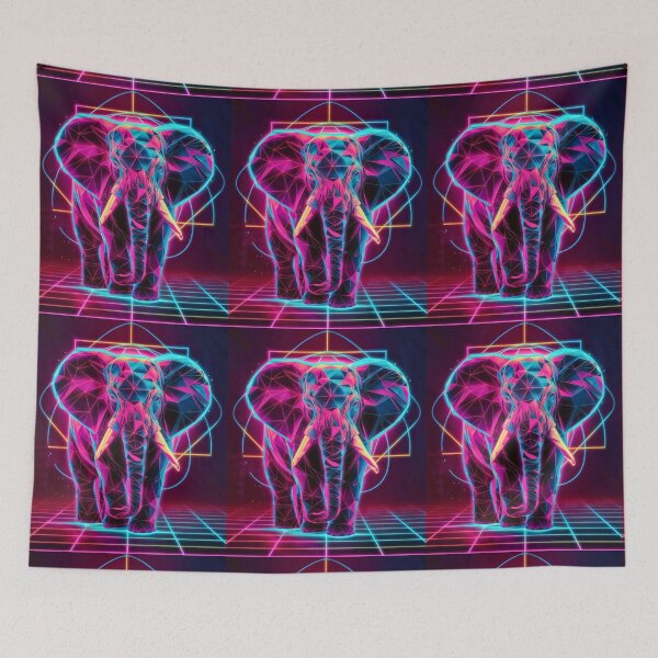 Item preview, Elephant Portrait. retrowave elephant designed and sold by ElephantVibes.
