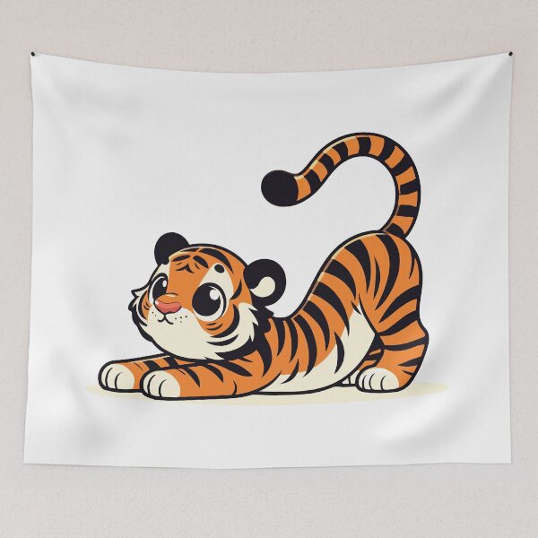Item preview, tiger cub practicing yoga in a downward-facing dog pose designed and sold by Colorful Dreams.