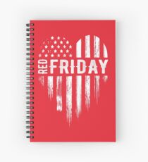 Distressed Red Friday USA Heart Military Spiral Notebook