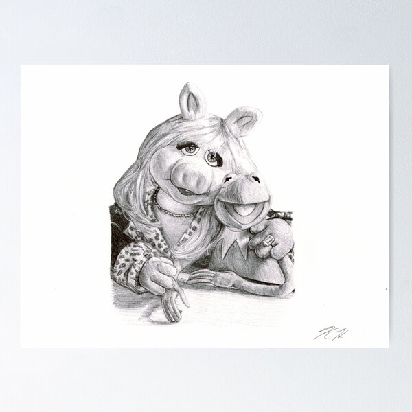 Kermit and Miss Piggy - Ballpoint Pen Poster