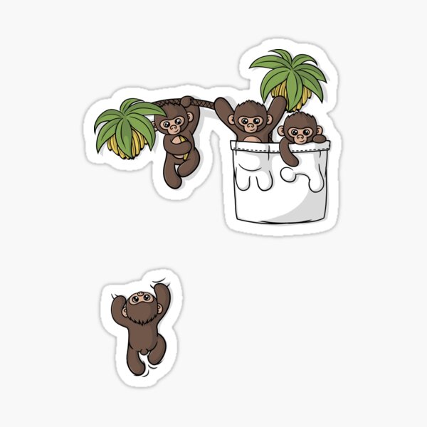Cute Pocket Monkeys Sticker