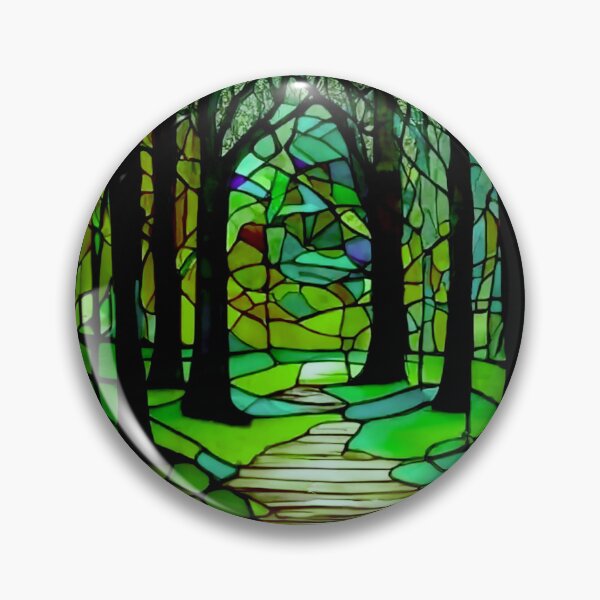 Artikelvorschau, Glasmalerei Wald Wandteppich Helle Farben Batik Stil Bild Wohnkultur Bäume in grün bunt handgemalt Kunst Design Dead Head Geschenk entworfen und verkauft von AuroraXGreen.