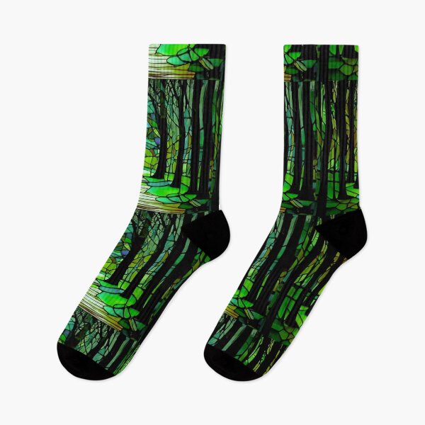 Item preview, Stained Glass Forest Tapestry Bright colors batik style image home decor Trees in green colorful hand painted art design Dead Head gift designed and sold by AuroraXGreen.