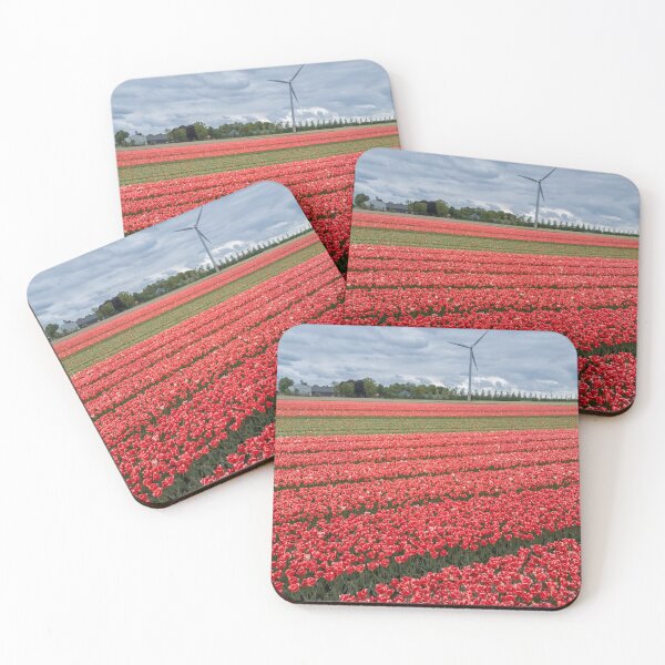 Item preview, Aerial view of bright red Tulip fields in the Netherlands.  designed and sold by snehit.