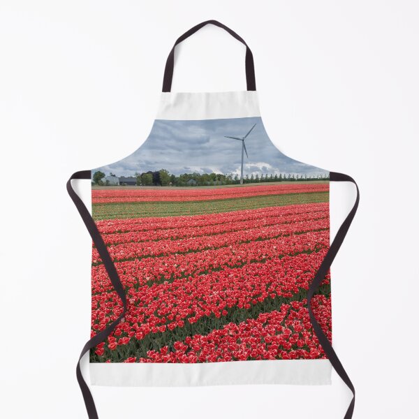Item preview, Aerial view of bright red Tulip fields in the Netherlands. designed and sold by snehit.