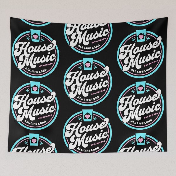Item preview, HOUSE MUSIC  - Circle Heart House Logo (Pink/blue)  designed and sold by Discothreadz.