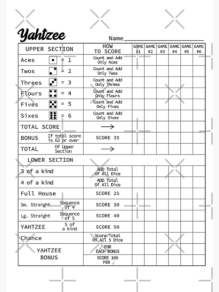 yahtzee-score-card-journal-for-sale-by-mylecm-redbubble for Yardzee Score Card Free Printable Pdf Yahtzee score card