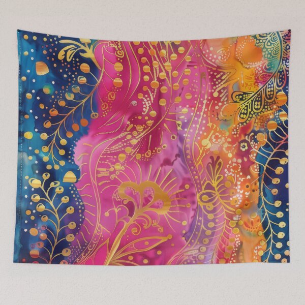 Aperçu de l'œuvre Beau design batik coloré avec des détails dorés créée et vendue par PrettyPinkSkies.