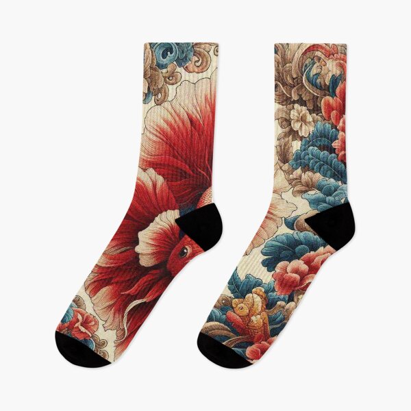 Item preview, Cute Tropical Betta Fighting Fish for aquarium colorful doodle red animals designed and sold by Illuministique.