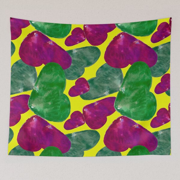 Item preview, Watercolor Green Red Hearts - Hand drawn Watercolor Hearts - Repeating Pattern designed and sold by Victoria Rose.