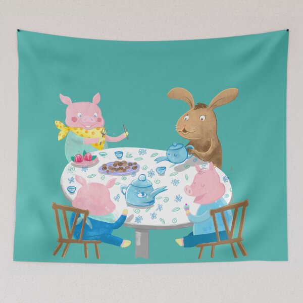 Item preview, Piggy tea time designed and sold by jasmineberry.