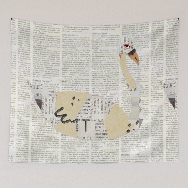 Item preview, Swan T-shirts, nature pattern T-shirts, cute wildlife pattern T-shirts, vintage style T-shirts ,newspaper designed and sold by BeYourself1993.