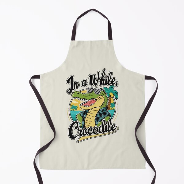 Item preview, T-shirt design of a cartoon crocodile with a broad smile with the words "In A While, Crocodile" designed and sold by AdesignTEE.