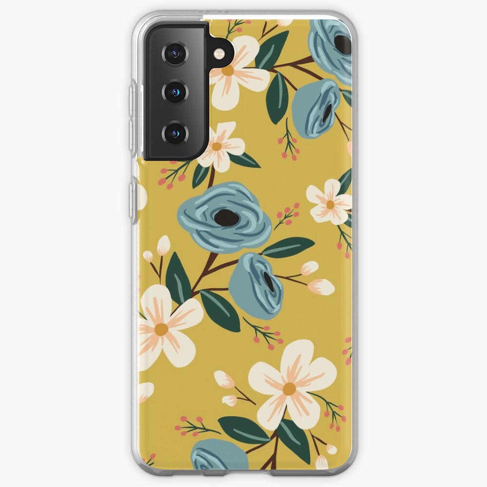 Yellow and Blue Floral Case & Skin for Samsung Galaxy