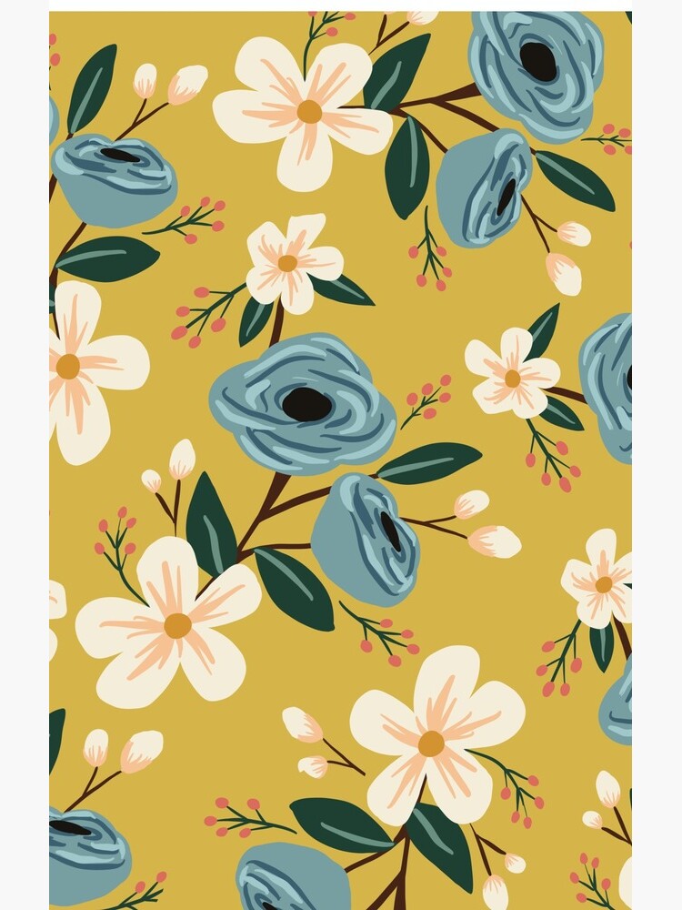 Yellow and Blue Floral by loveperiwinkle